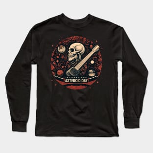 International Asteroid Day Skull Planet Guitar Long Sleeve T-Shirt